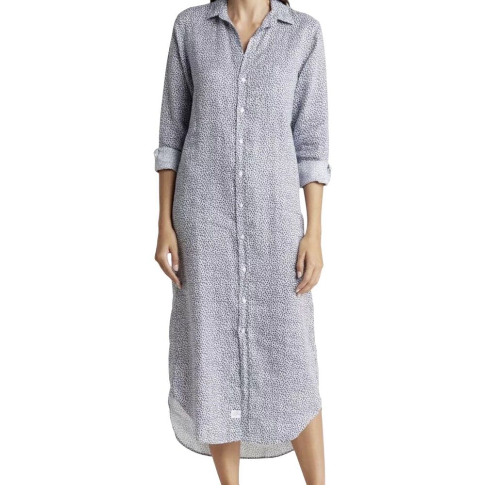 Frank & Eileen Dress Womens Xxs Long Sleeve Button Down Collared Maxi 100% Linen
